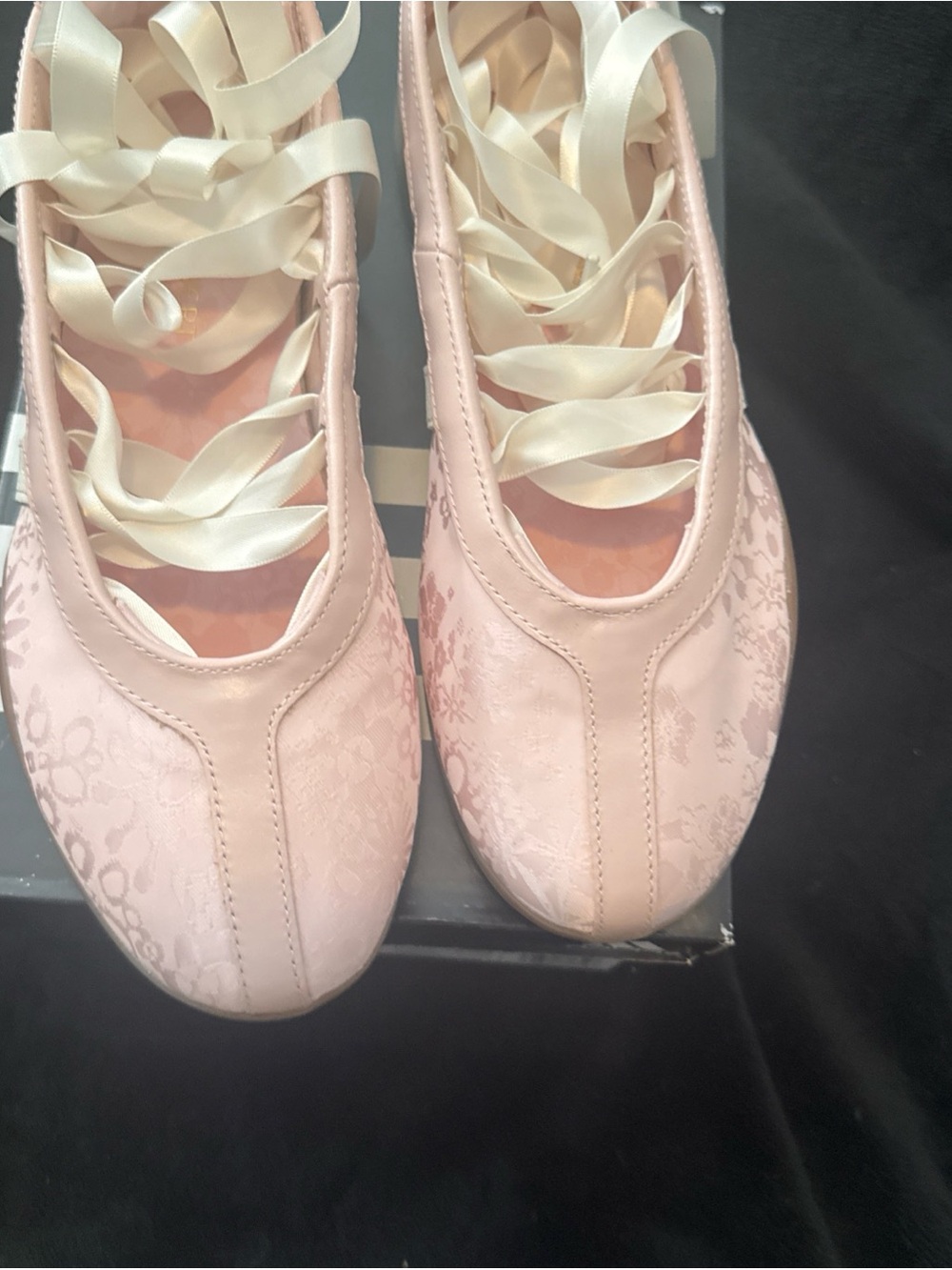 adidas Women's Light Pink Lace Ballet-Inspired Athletic Flats